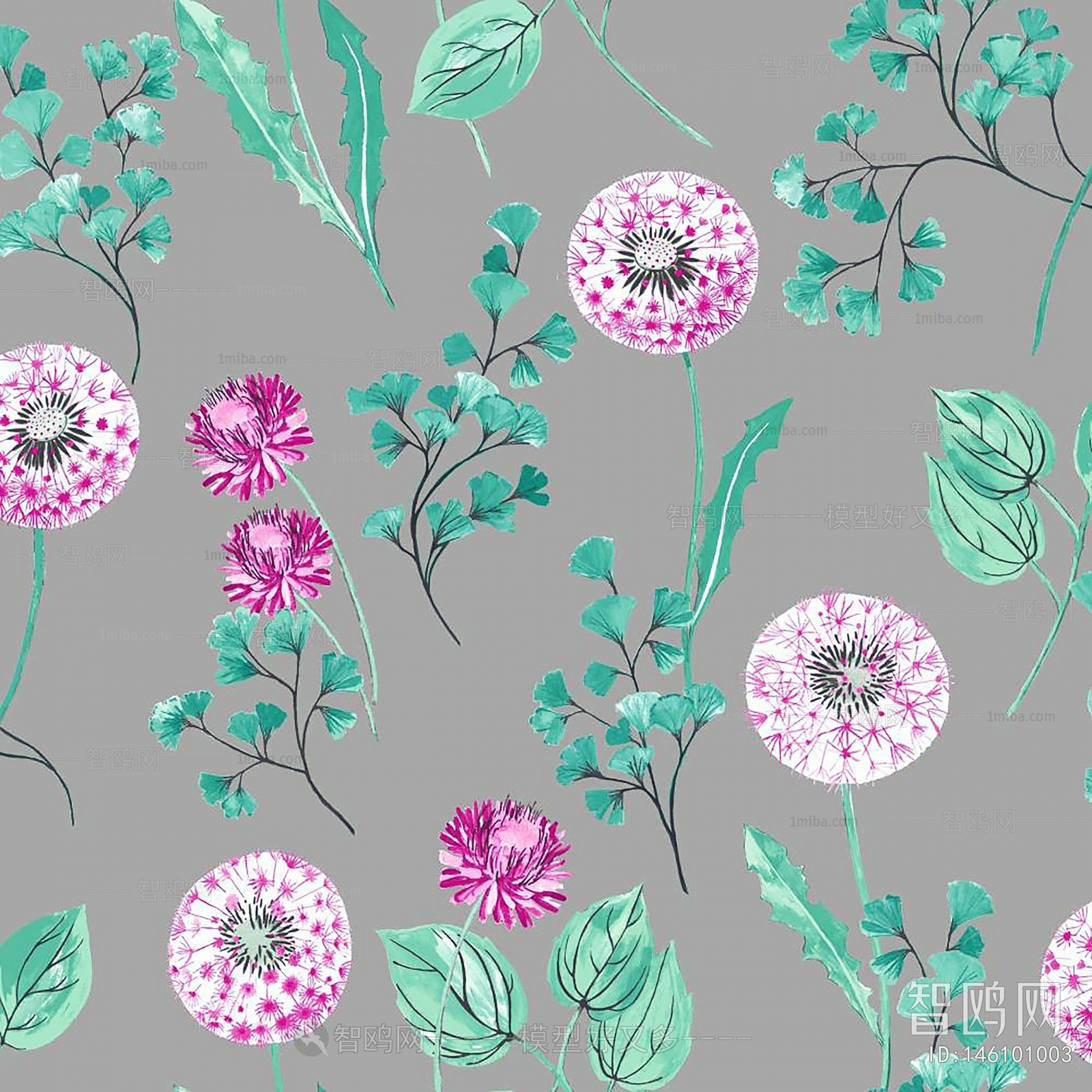 Animal And Plant Pattern Wallpaper