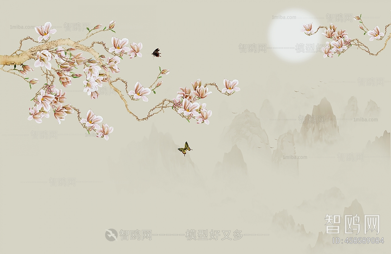 中式花鸟壁纸壁画