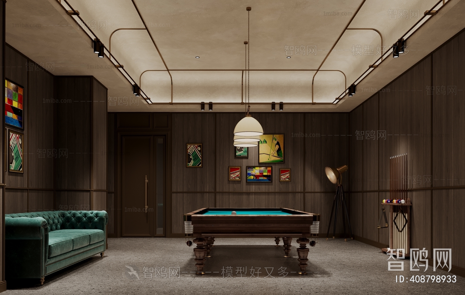 Simple European Style Billiards Room