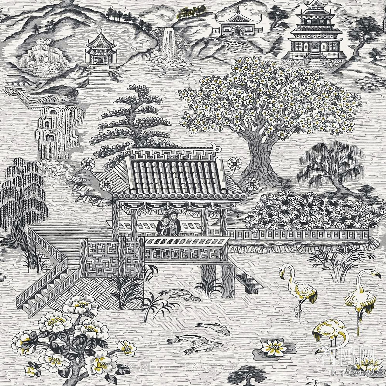 中式风景壁纸壁布