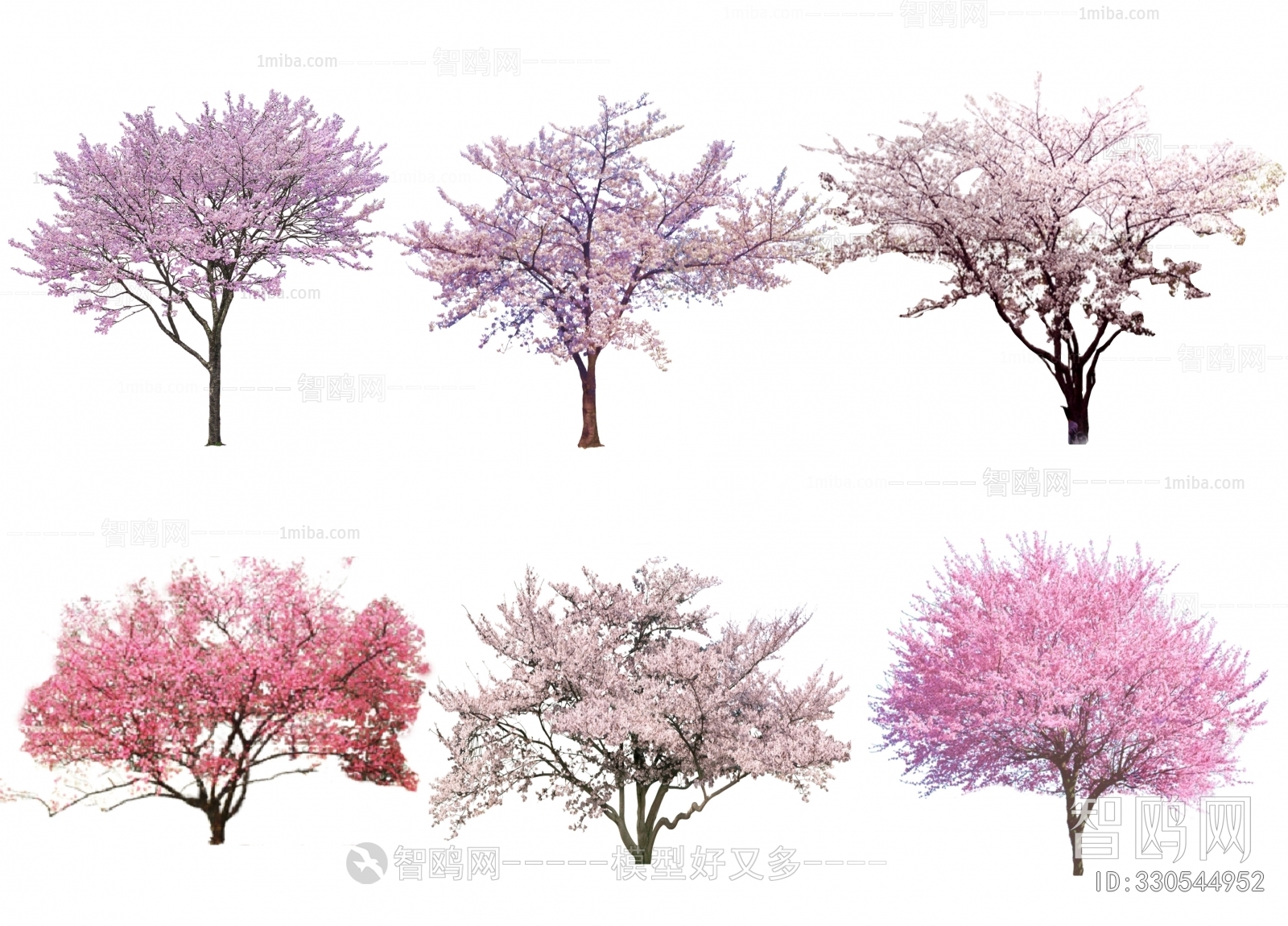 现代樱花树组合