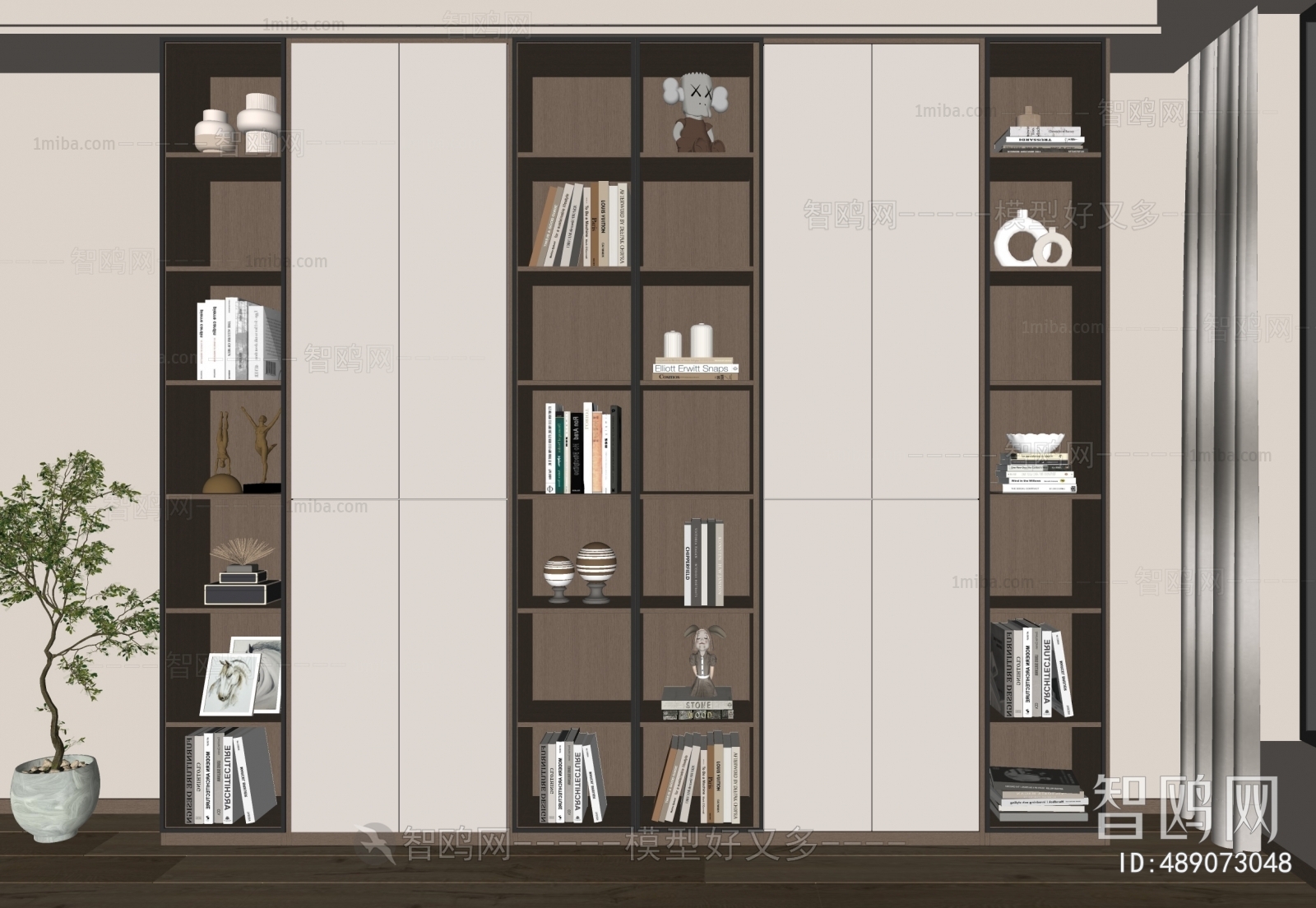 现代书柜 装饰柜3D模型下载