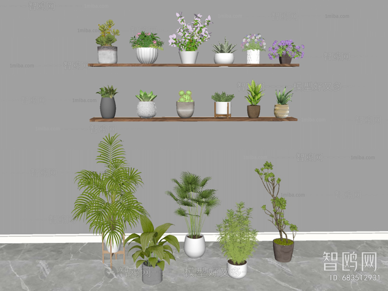 Modern Ground Green Plant Potted Plants