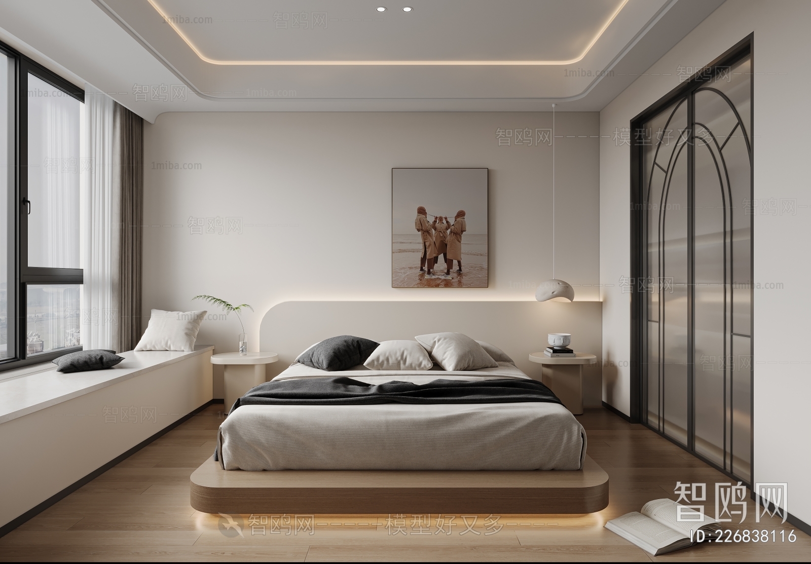现代卧室 悬浮床