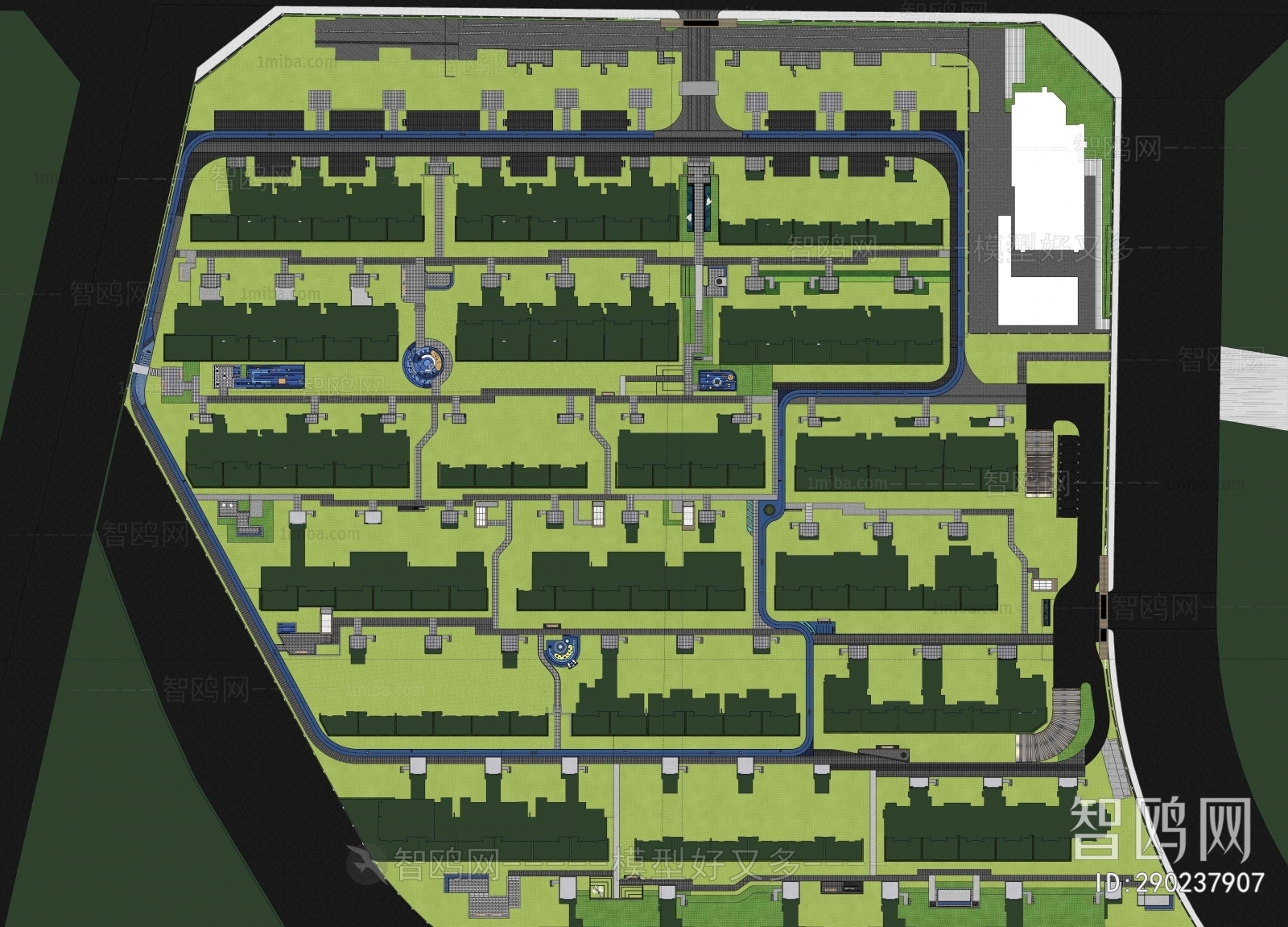 Modern Architectural Bird's-eye View Planning