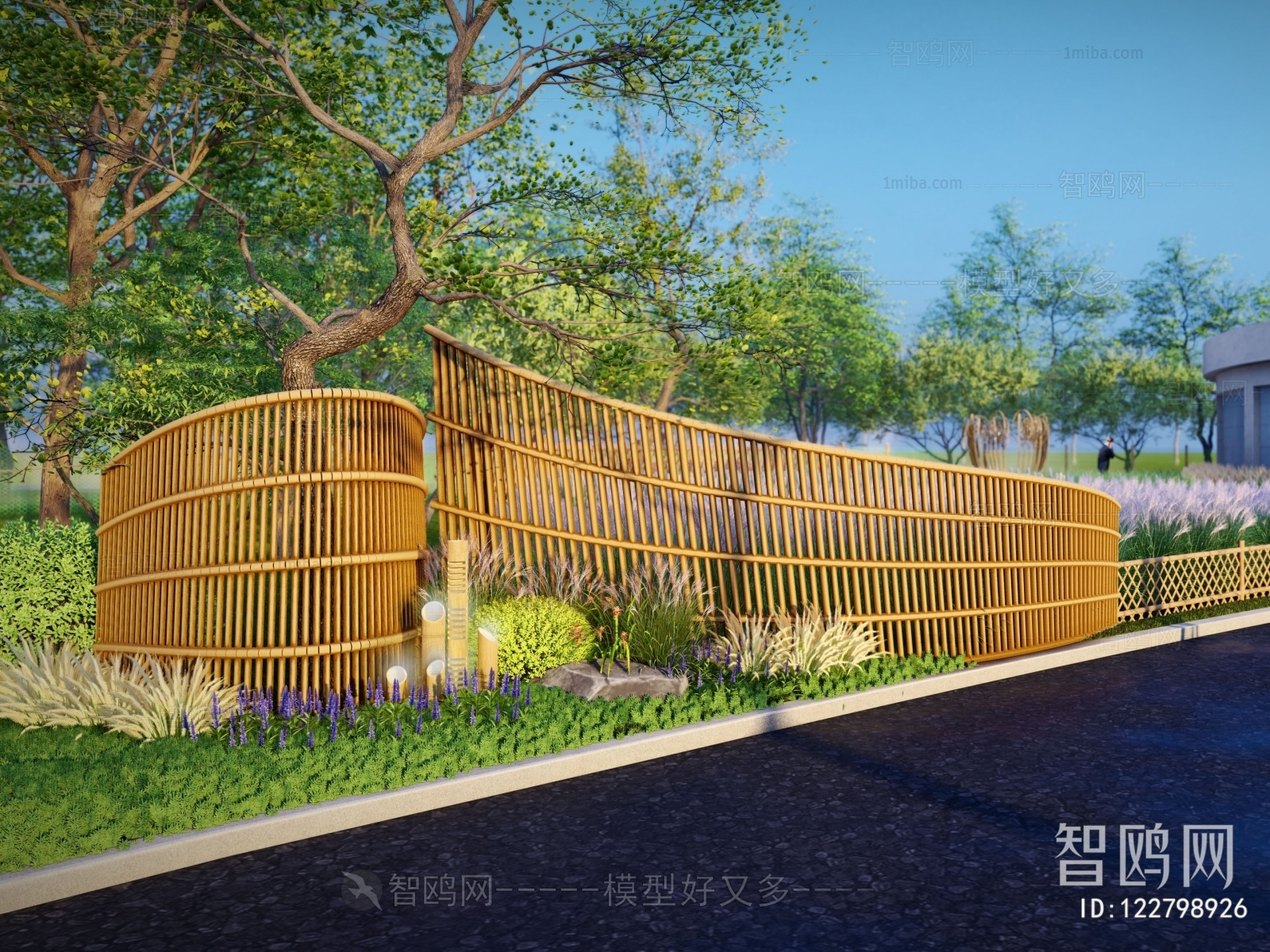 现代竹篱笆 竹栅栏