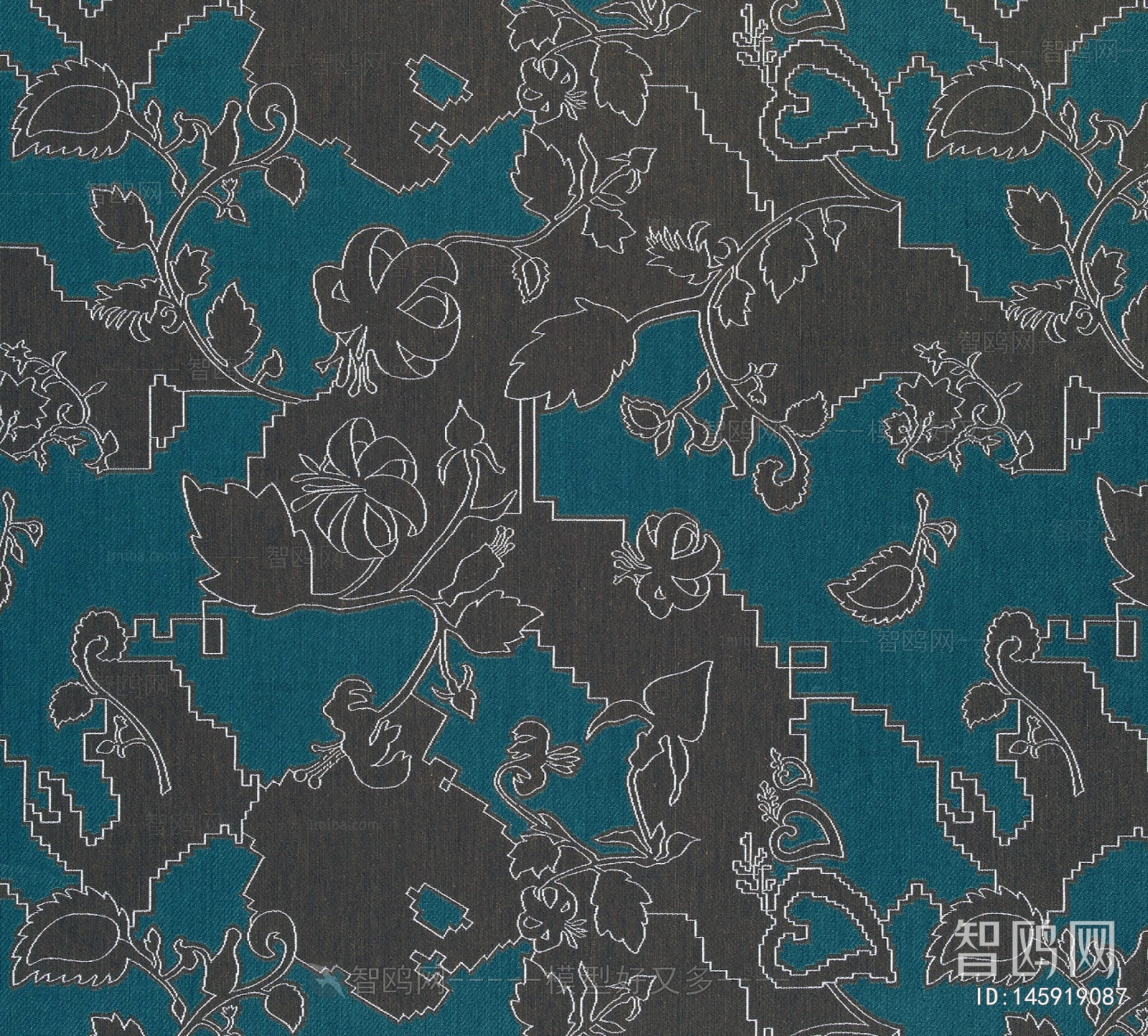 中式花纹毛毡布地毯