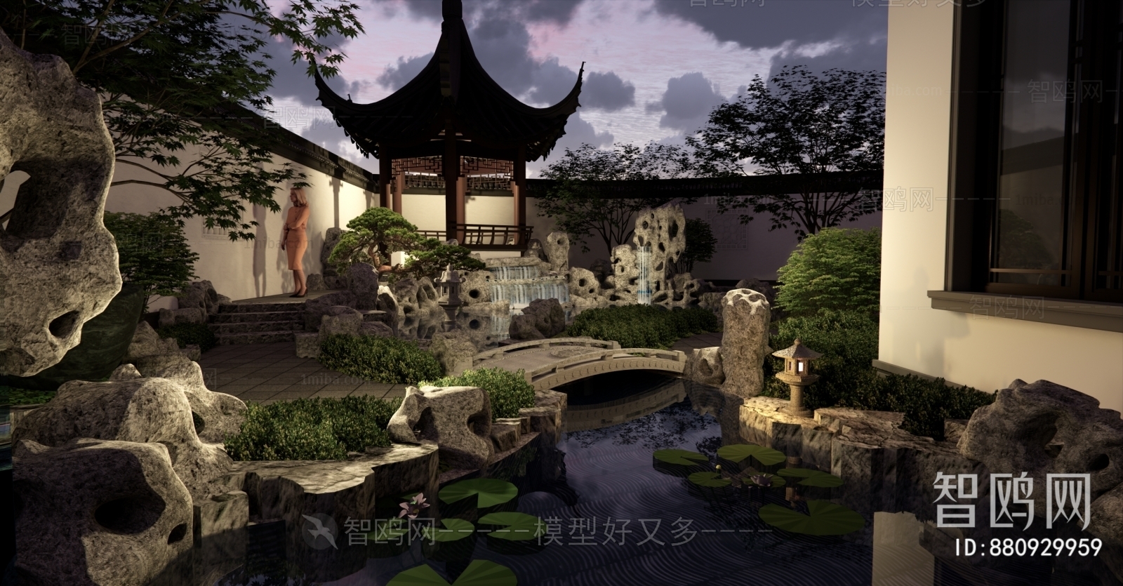 中式庭院景观石桥