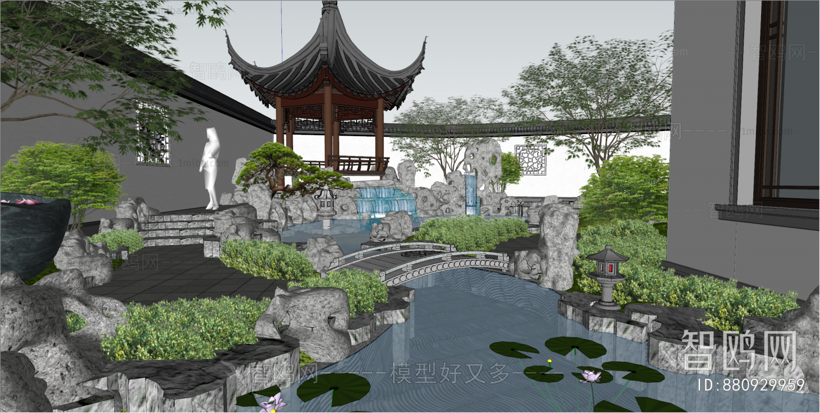 中式庭院景观石桥