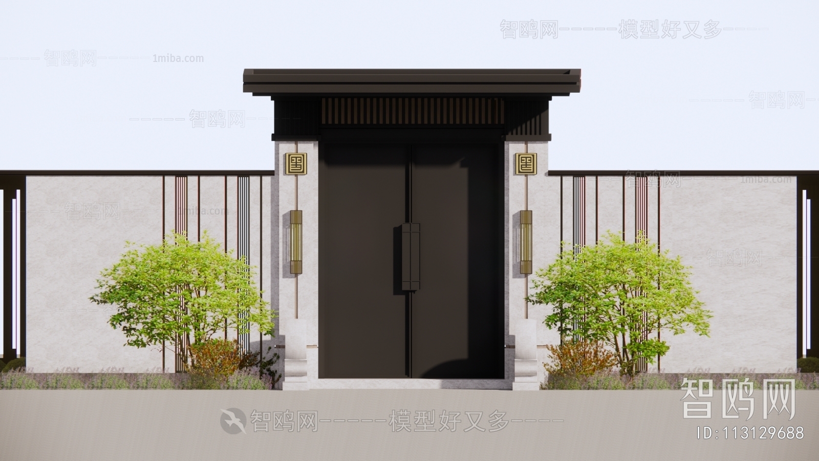 新中式别墅庭院大门