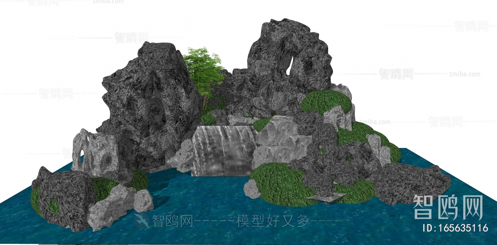 中式假山水景太湖石跌水景观