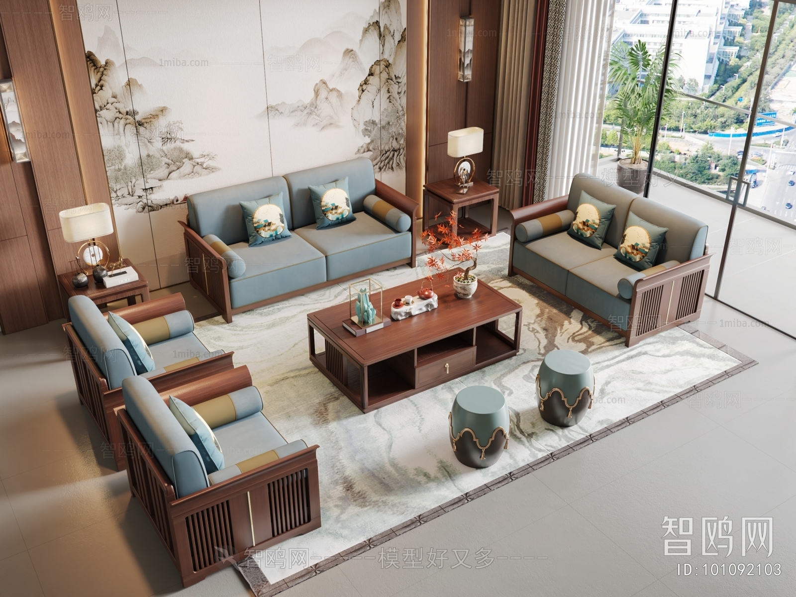 New Chinese Style Sofa Combination