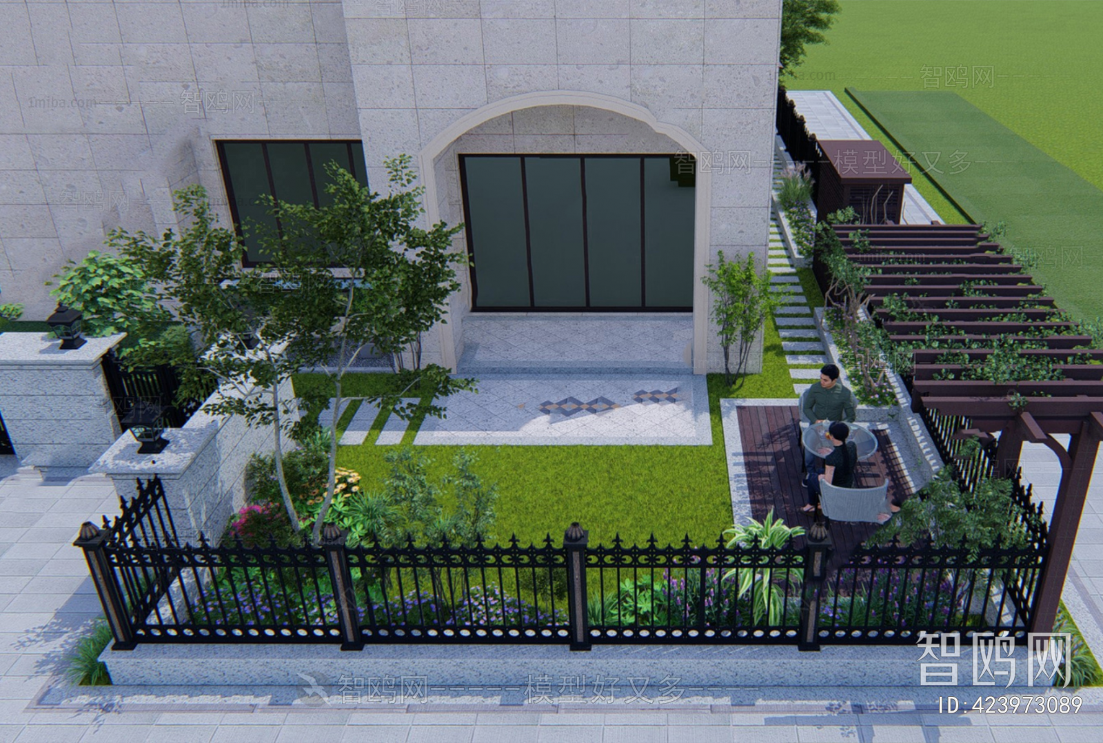 Simple European Style Courtyard/landscape