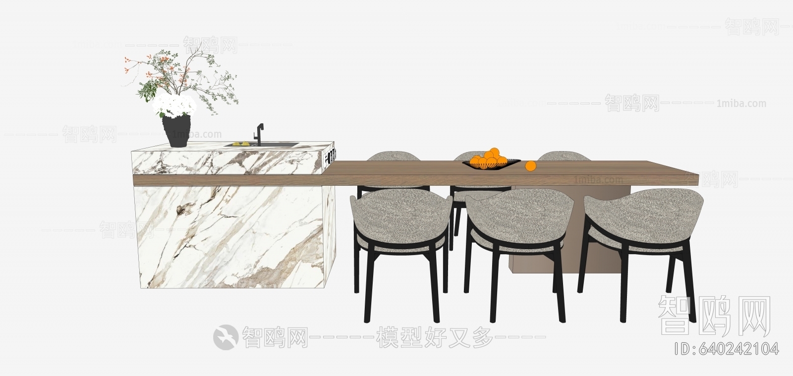 现代中岛台餐桌椅