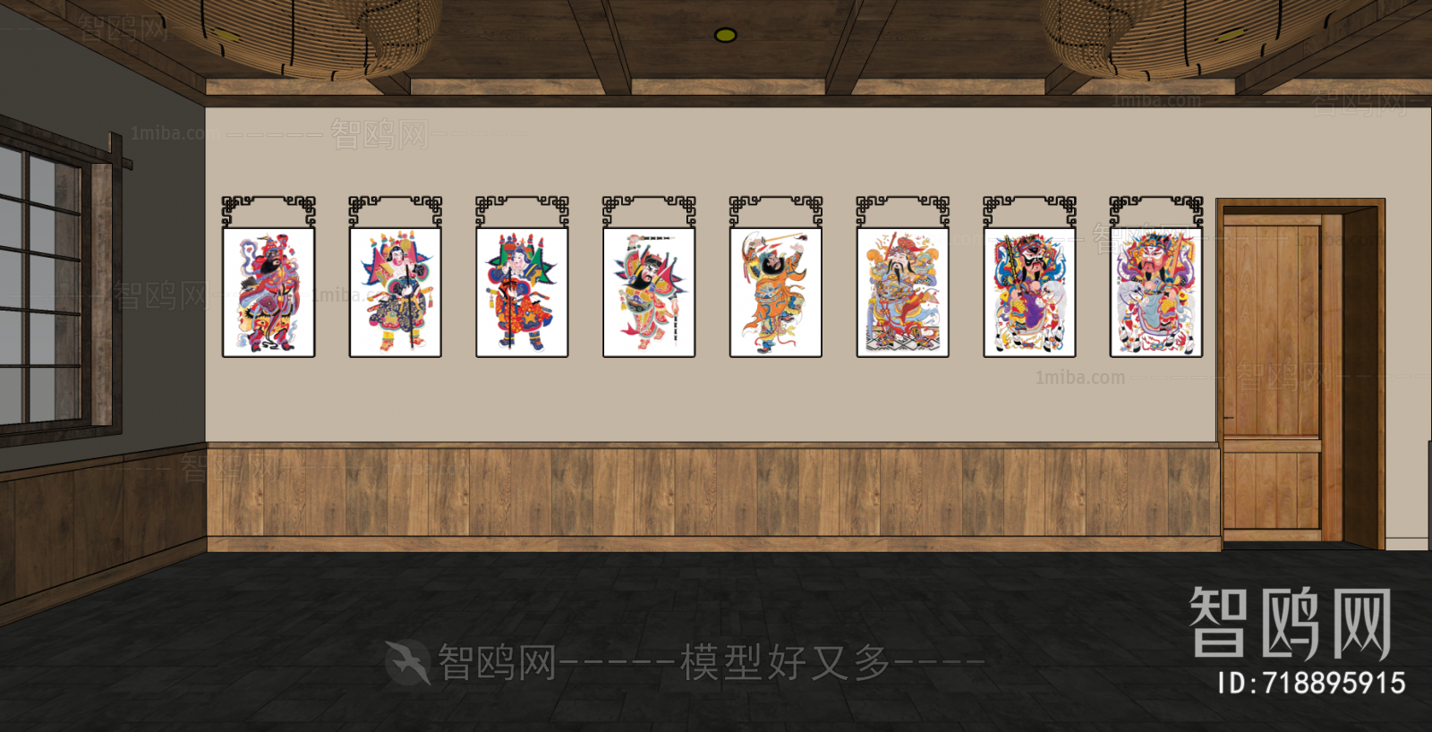 新中式门神挂画组合