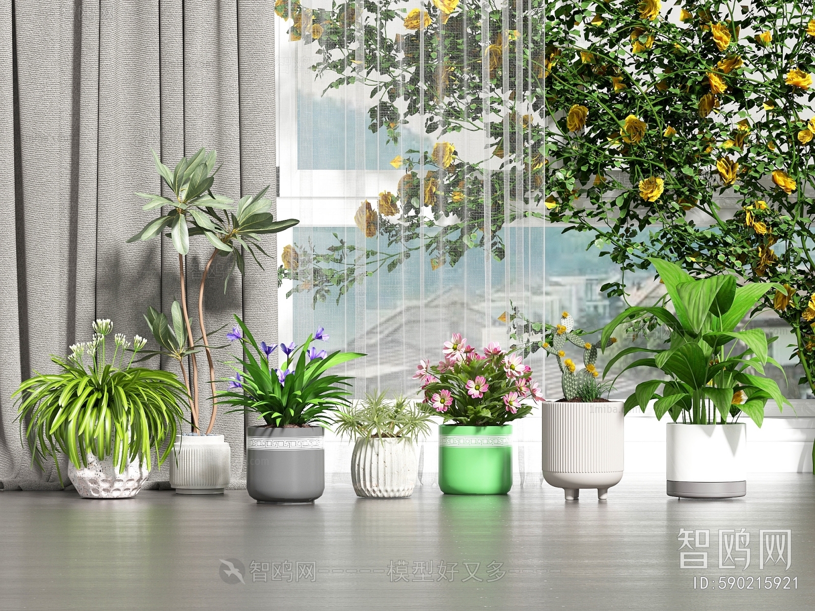 Modern Ground Green Plant Potted Plants