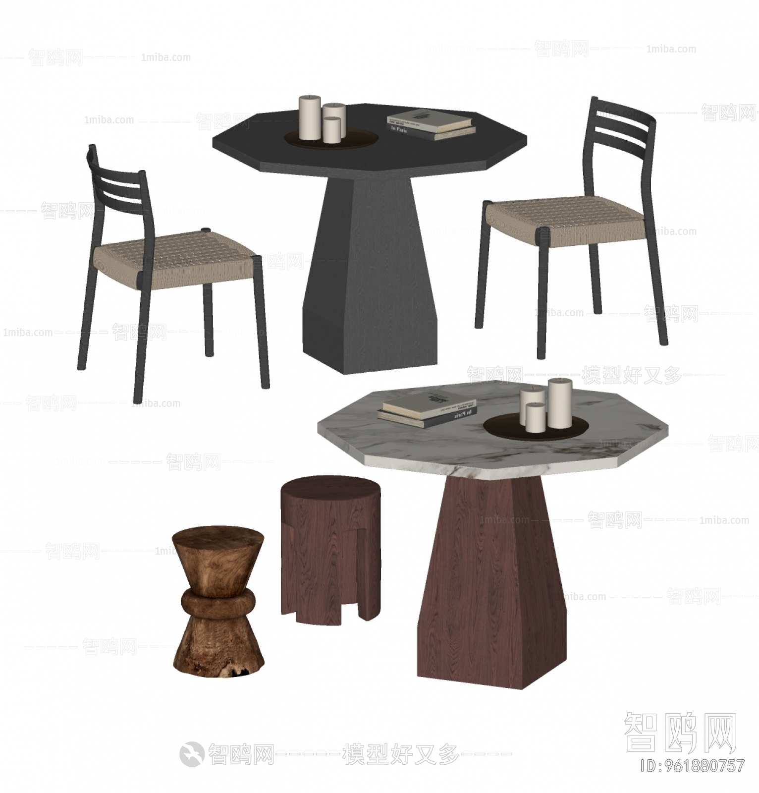 现代中古风桌椅组合