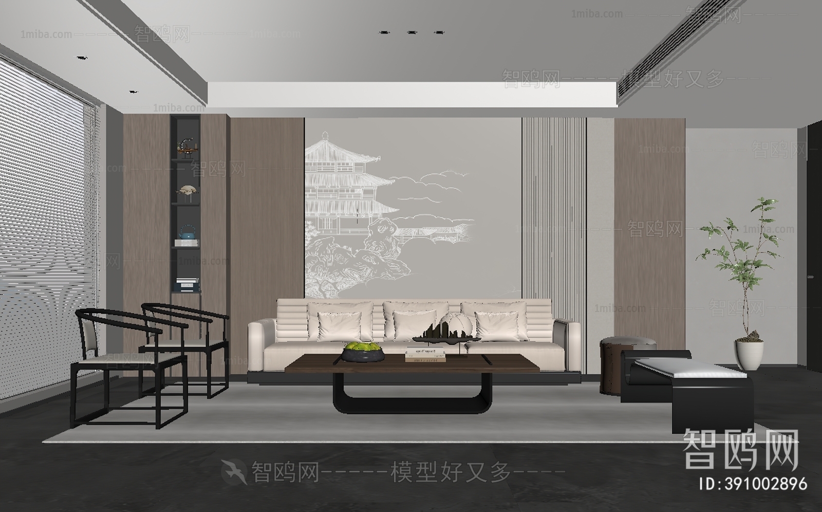 New Chinese Style A Living Room