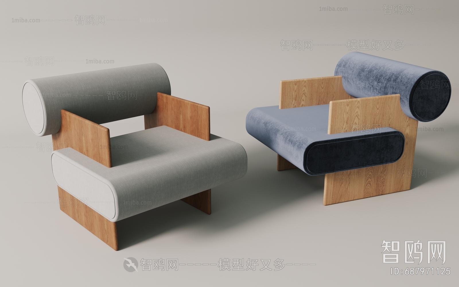 Modern Wabi-sabi Style Single Sofa