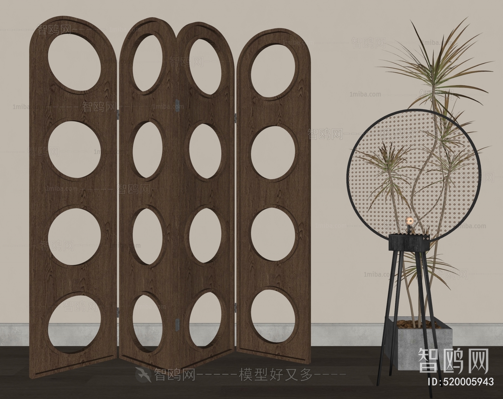 Wabi-sabi Style Wooden Screen Partition