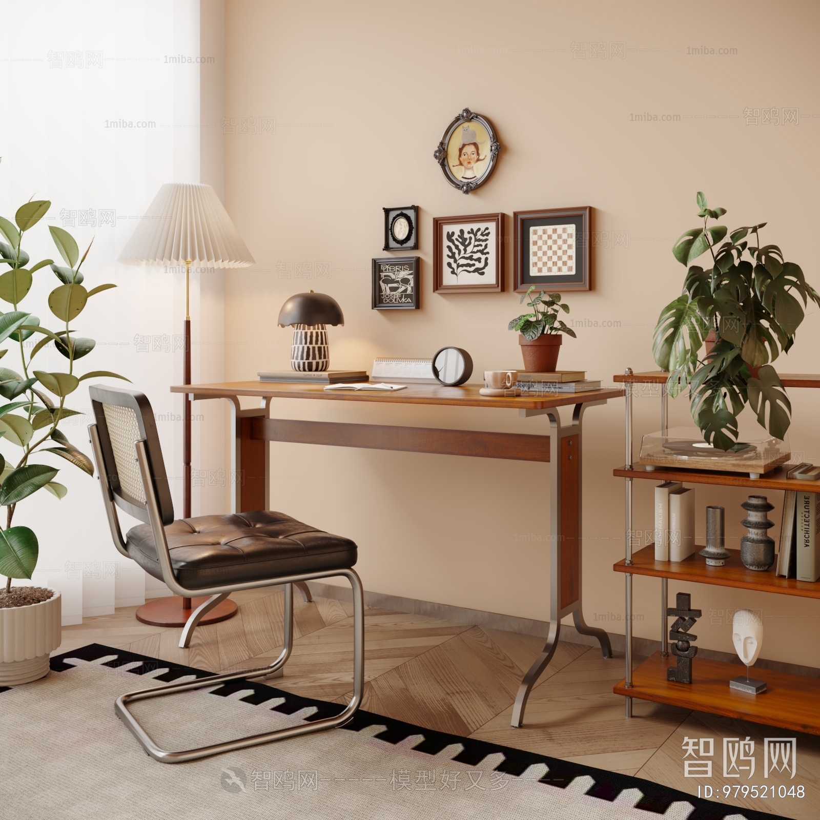 Modern Wabi-sabi Style Computer Desk And Chair