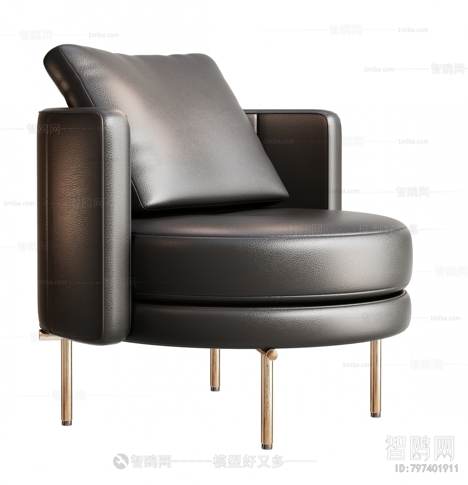 Minotti现代黑色皮革休闲椅