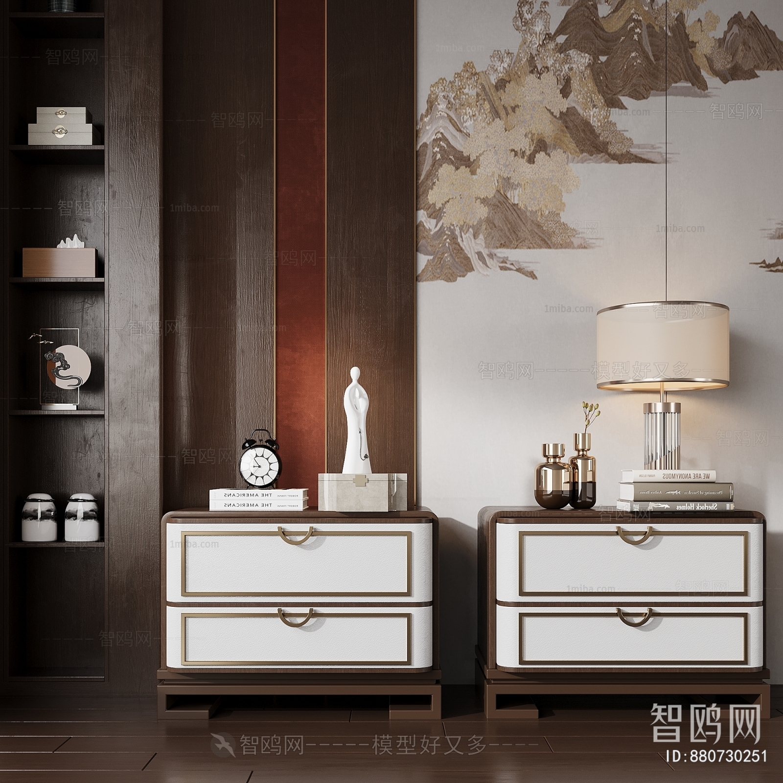 New Chinese Style Bedside Cupboard