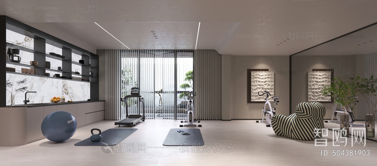 Wabi-sabi Style Home Fitness Room