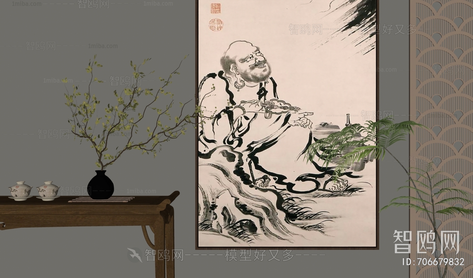 新中式抽象人物装饰画