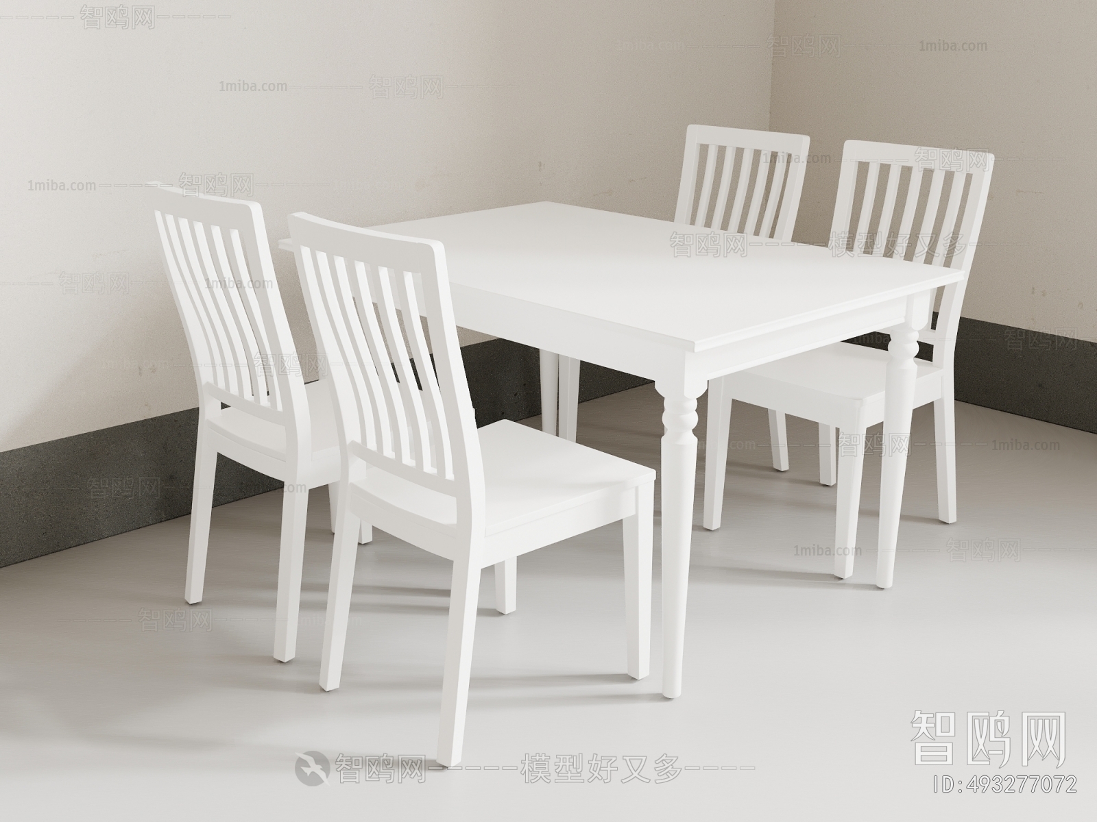 简欧白色餐桌椅
