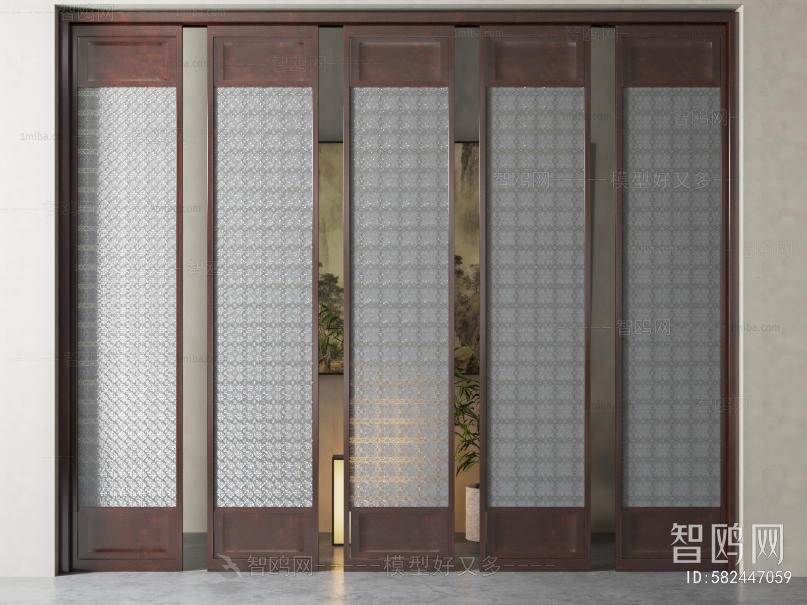 New Chinese Style Glass Screen Partition