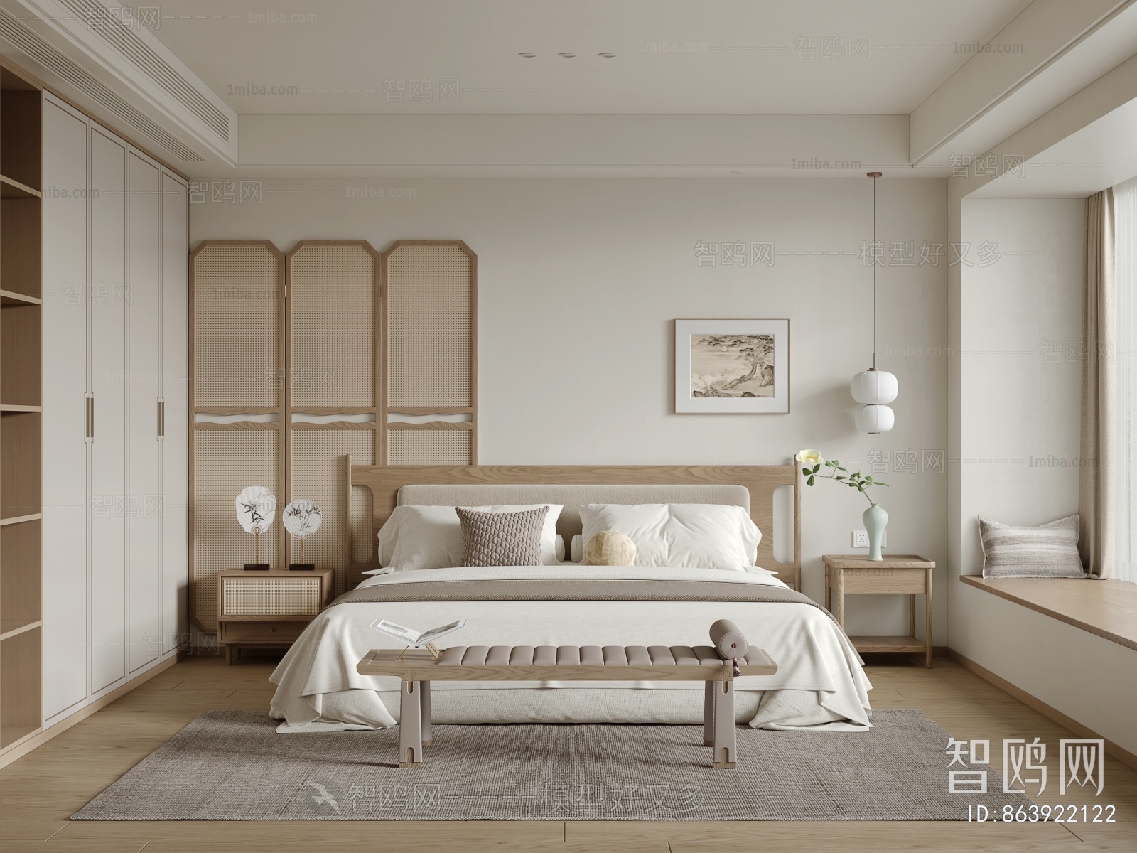 New Chinese Style Wabi-sabi Style Bedroom