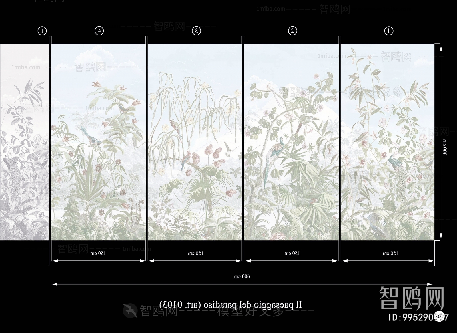 花卉植物图案多联画