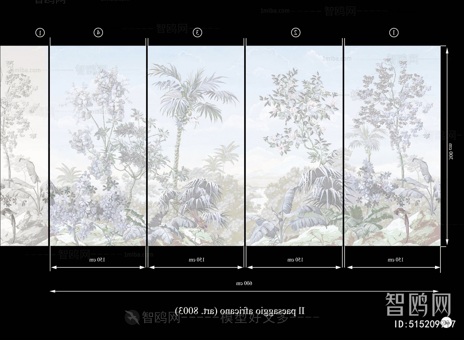 花卉植物图案多联画