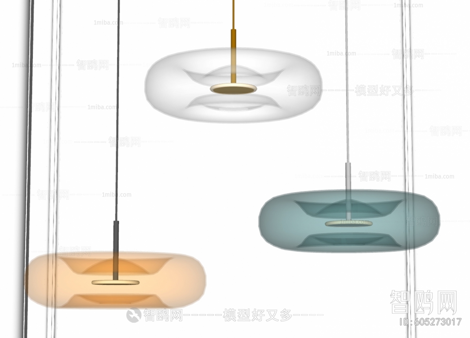 现代玻璃小吊灯组合3D模型下载
