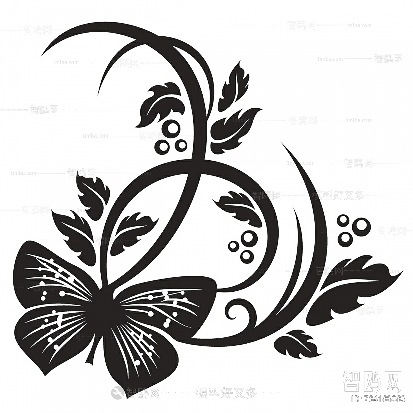 中式古典花纹凹凸黑白