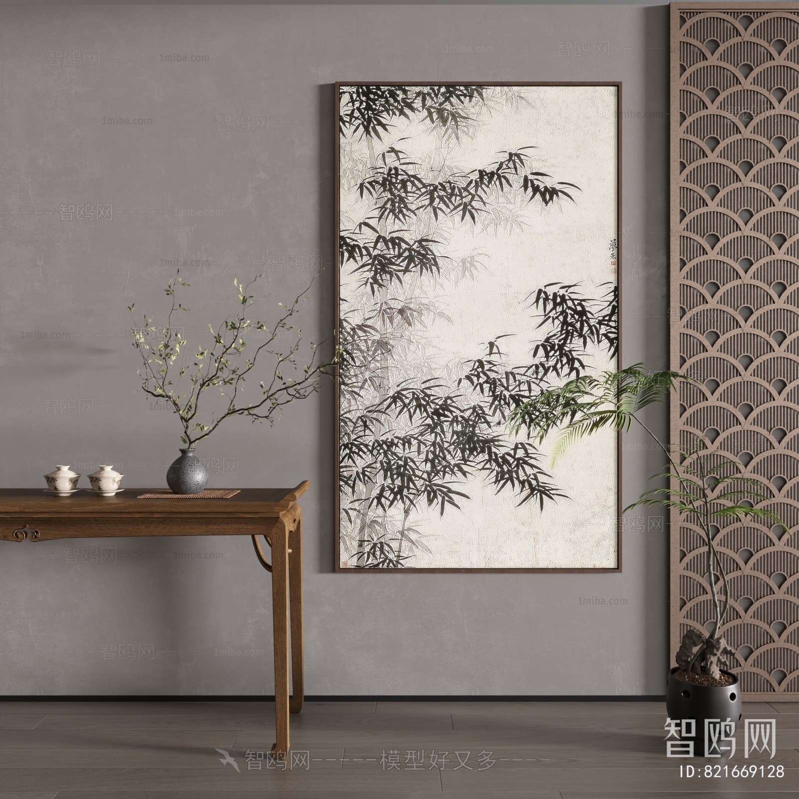 新中式竹叶装饰画
