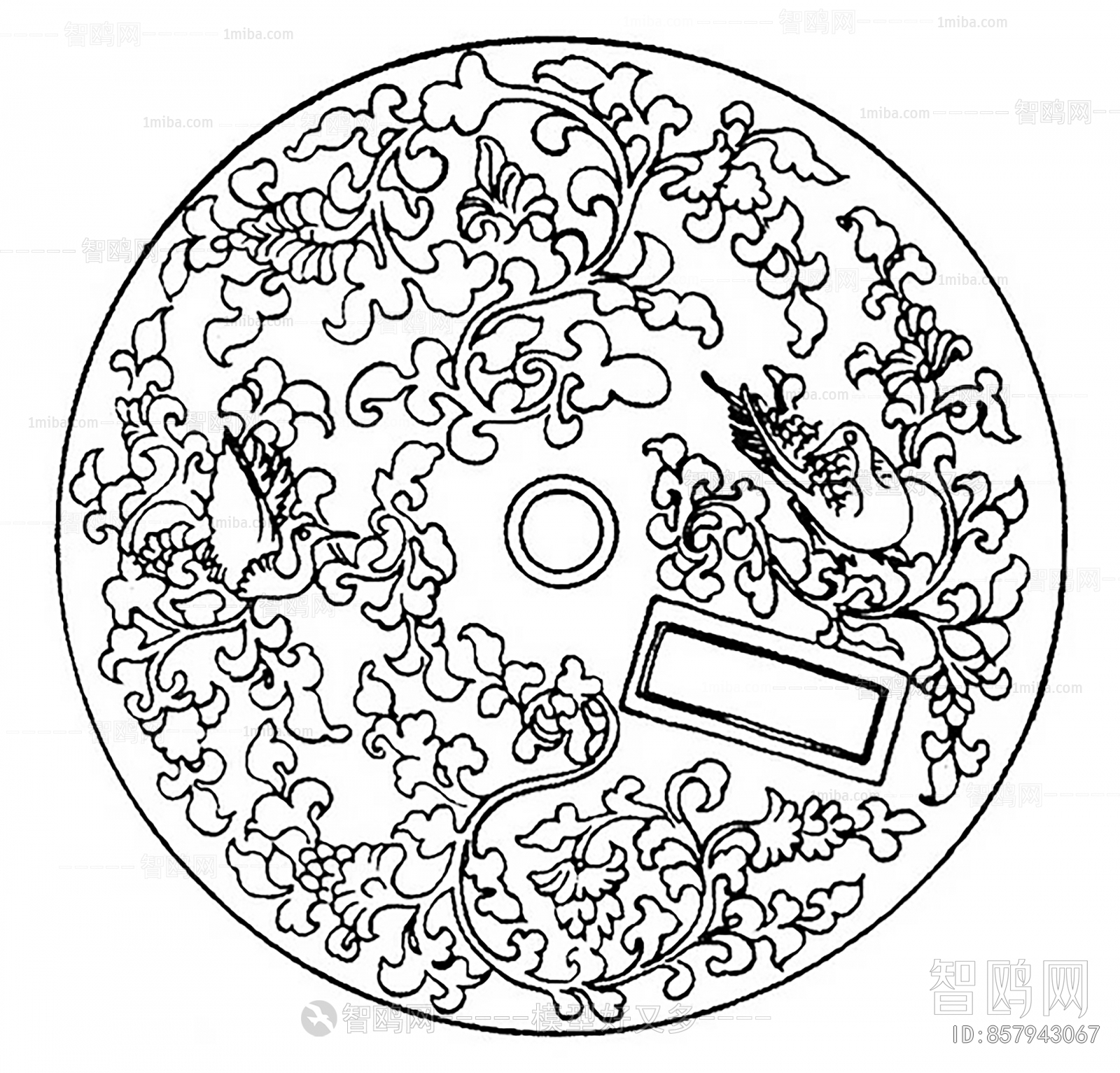 中式古典花纹凹凸黑白