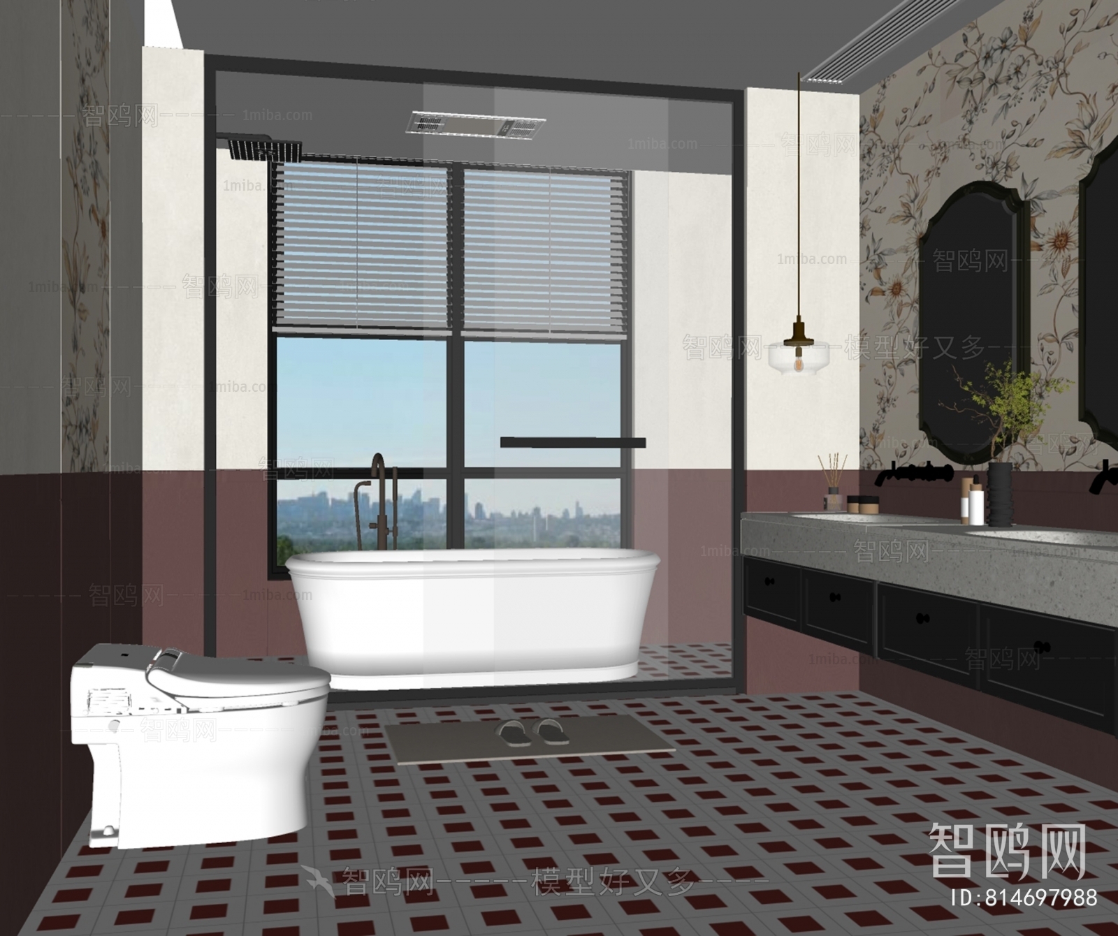 法式卫生间浴室3D模型下载