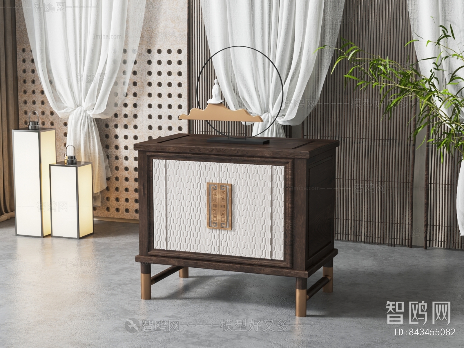 New Chinese Style Bedside Cupboard