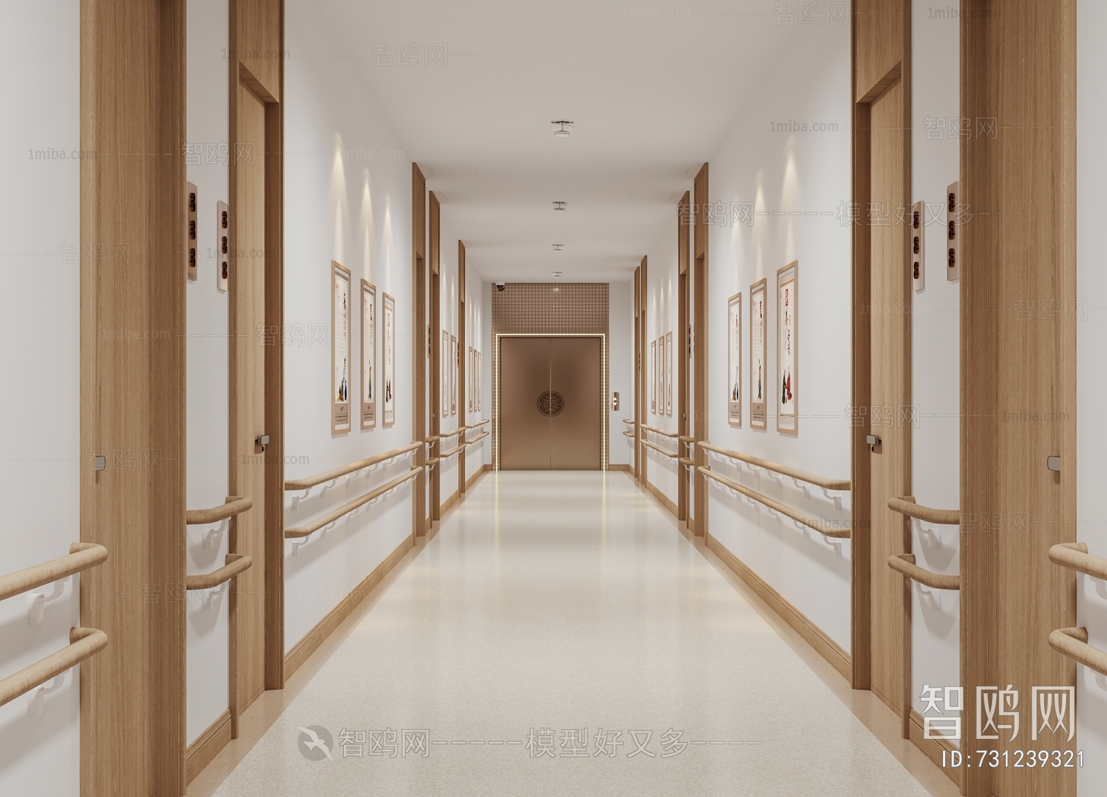 新中式养老院走廊