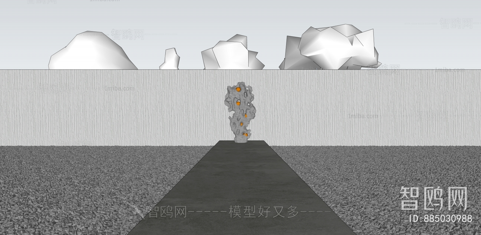 新中式太湖石雕塑小品3D模型下载