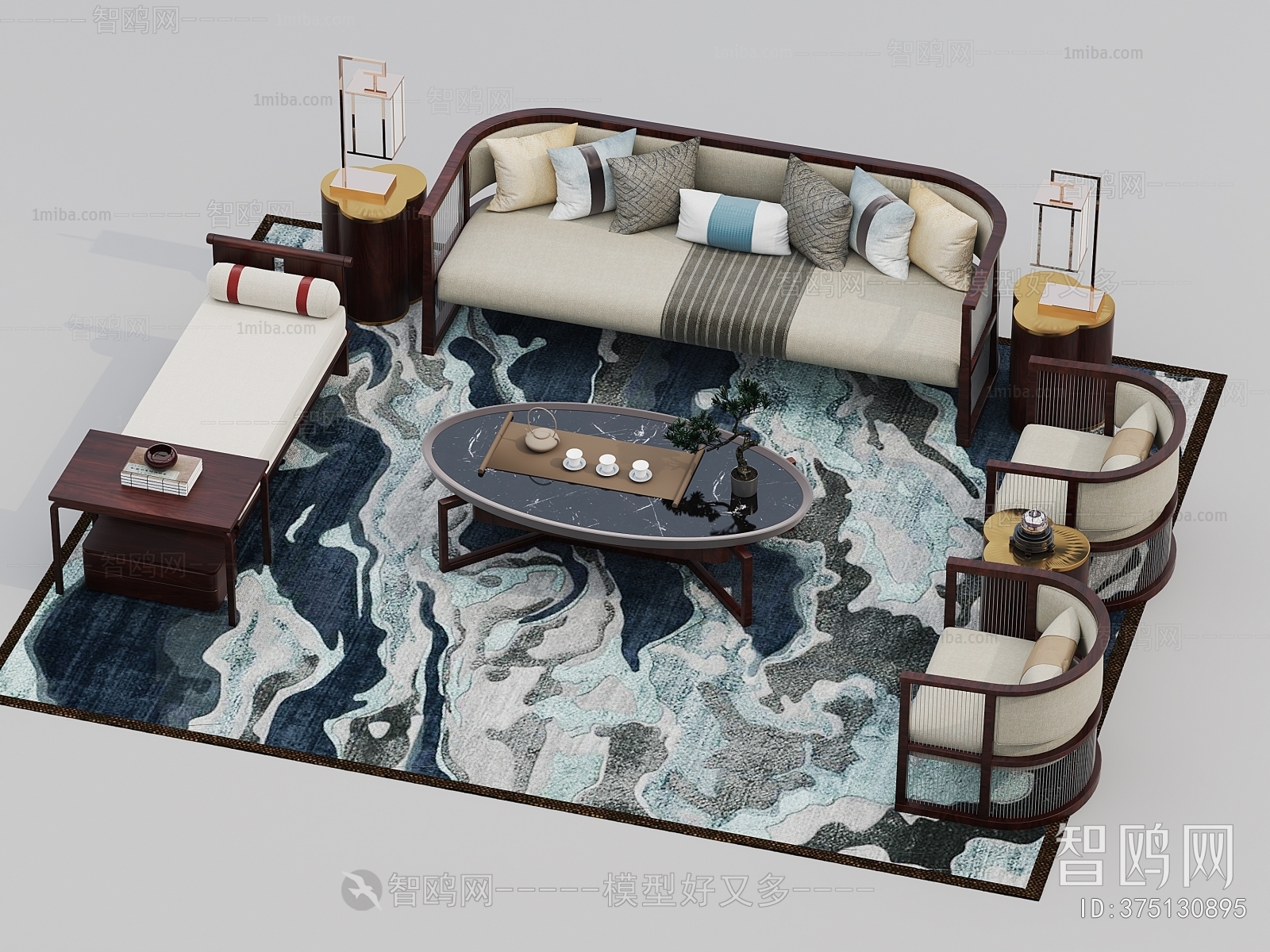 New Chinese Style Sofa Combination