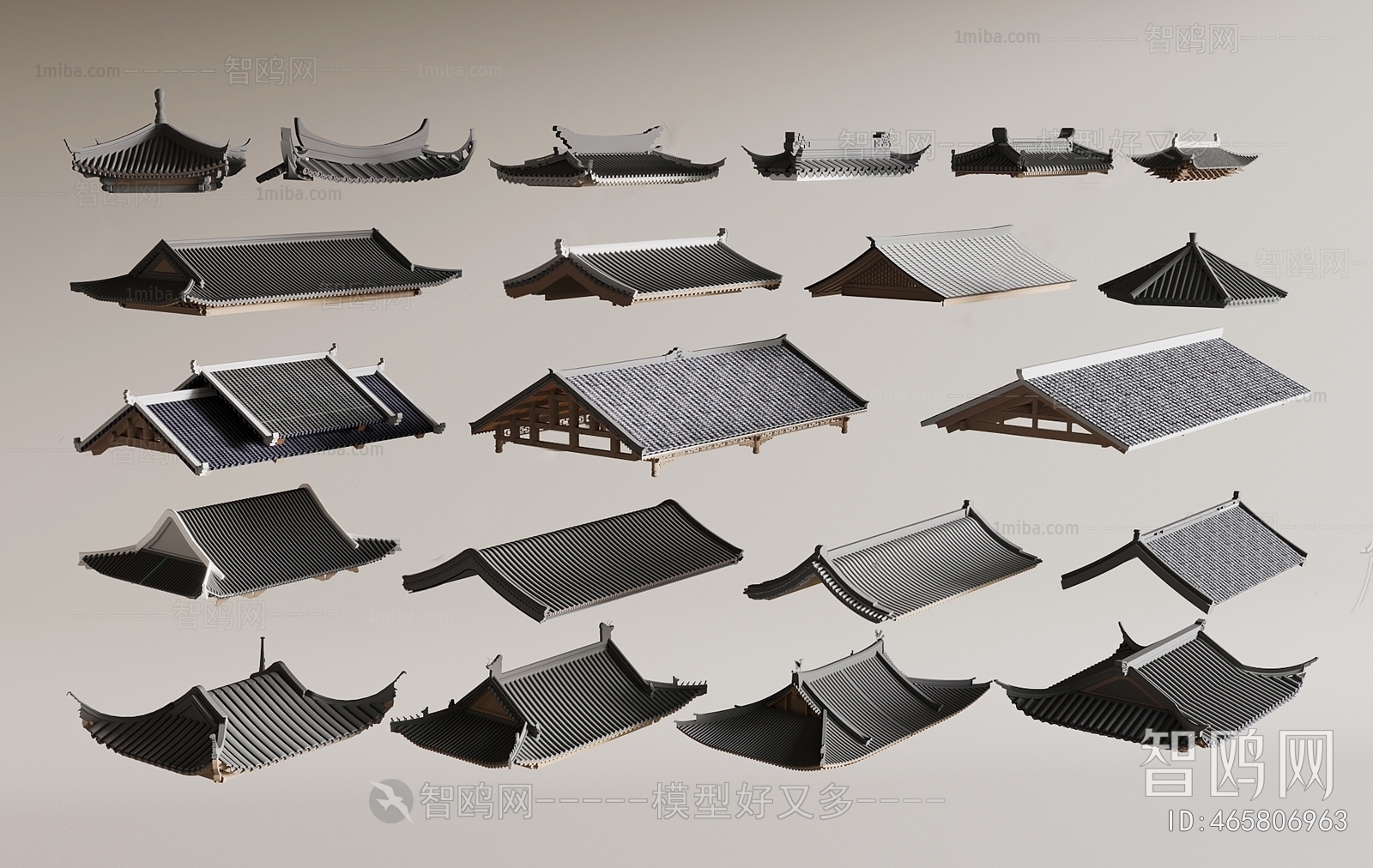 中式屋顶 屋檐 飞檐3D模型下载