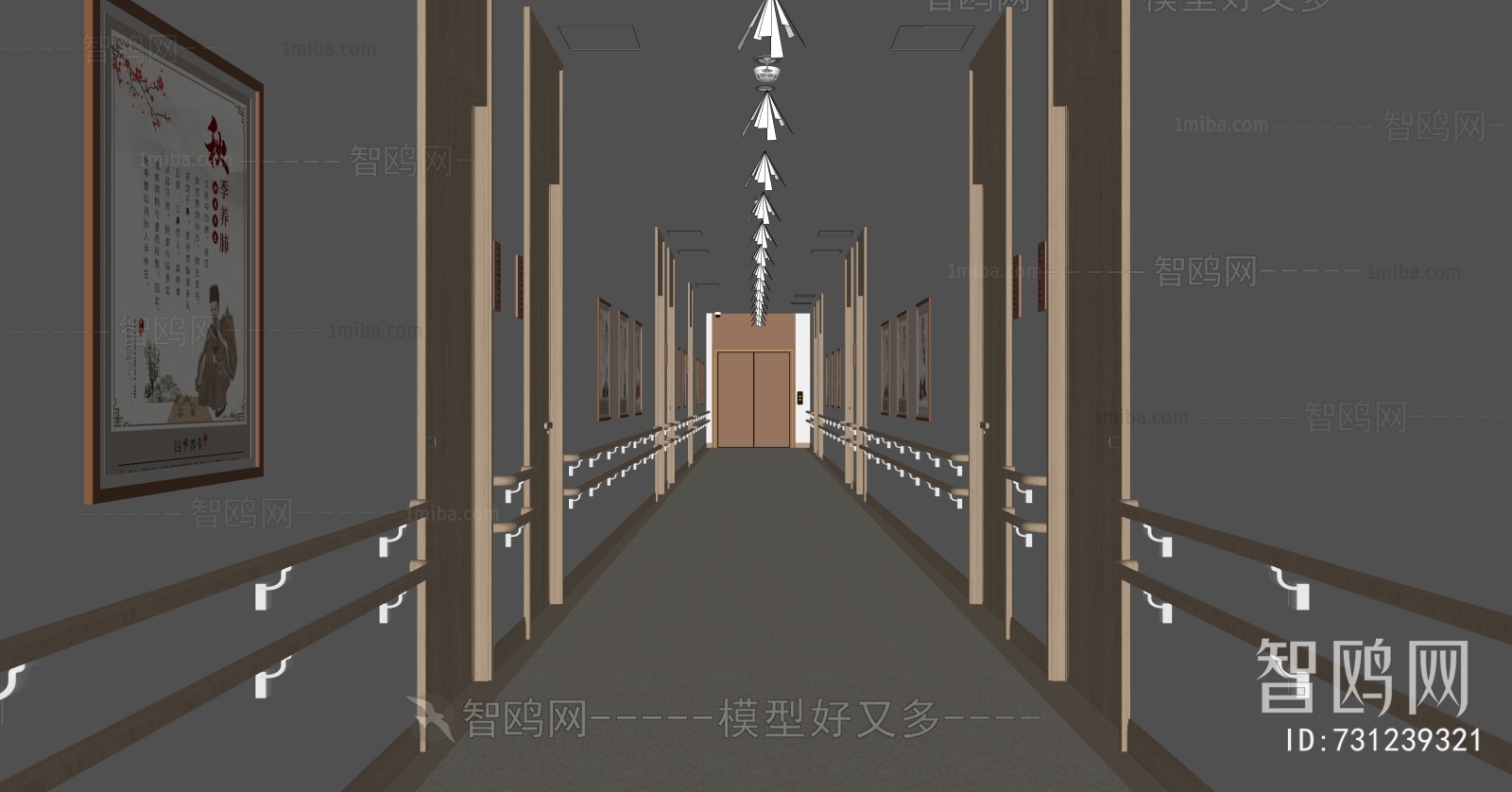 新中式养老院走廊