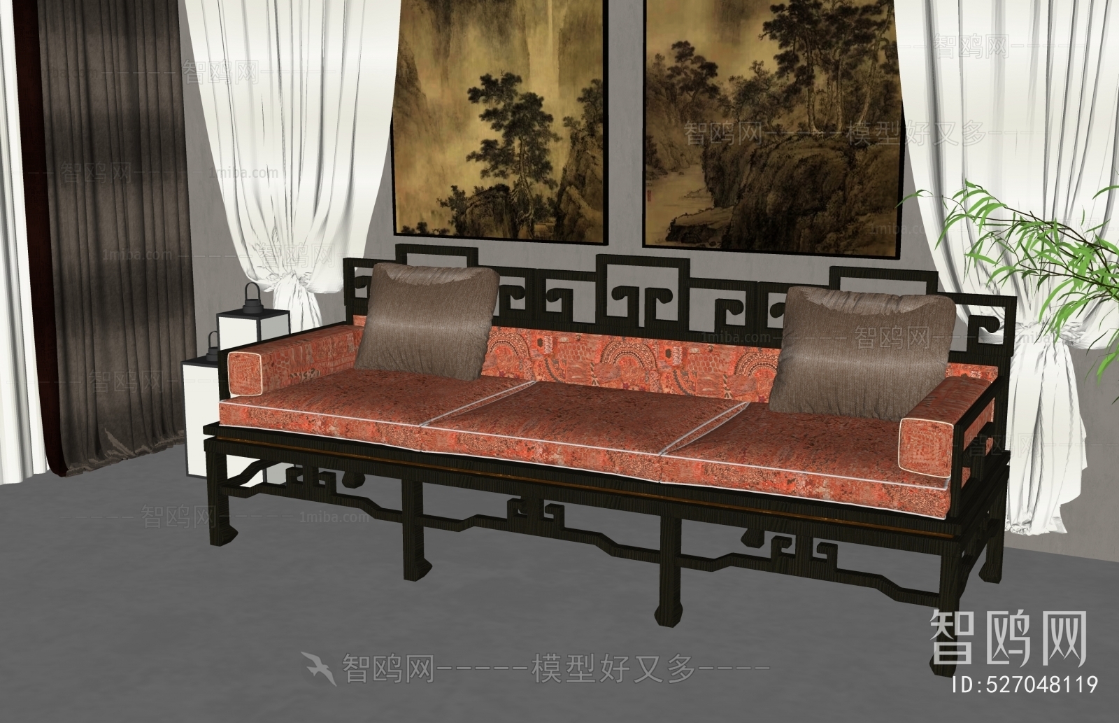 New Chinese Style Chinese Style Three-seat Sofa