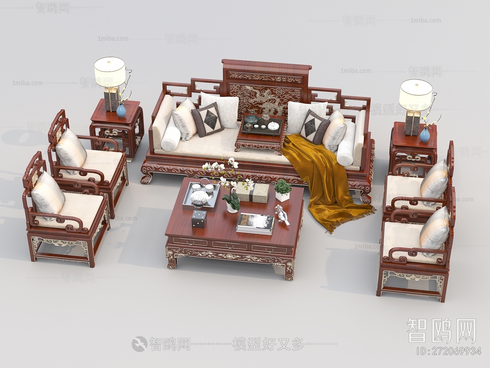 New Chinese Style Sofa Combination