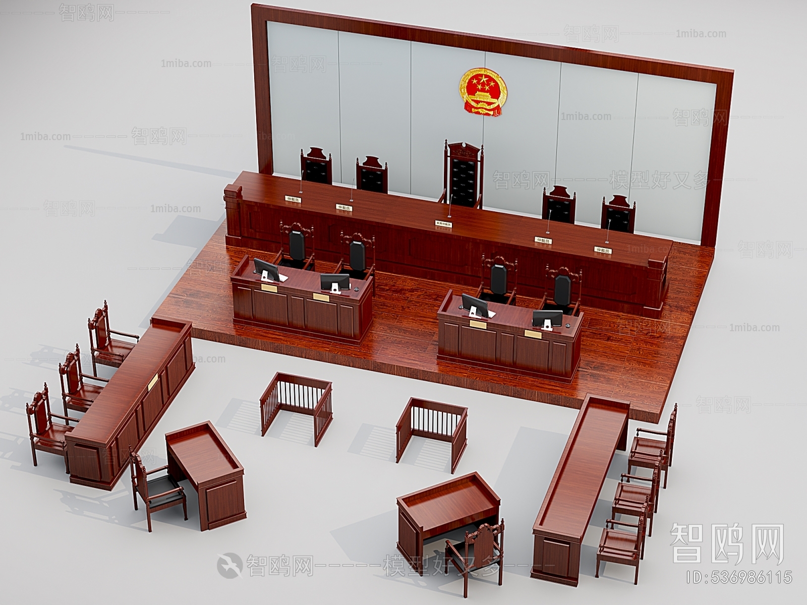中式红木法庭审判厅桌椅组合