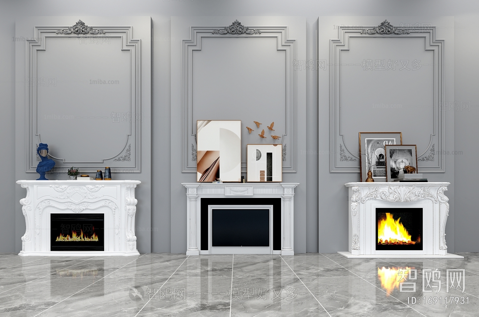 Simple European Style Fireplace