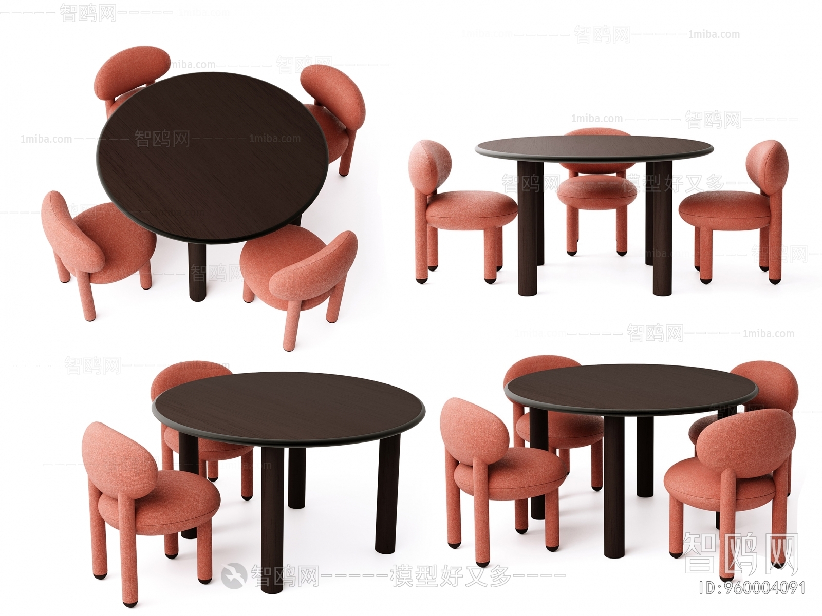北欧圆形儿童餐桌椅组合
